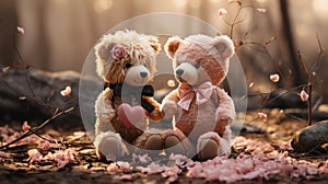 Two charming teddy bears sharing a sweet moment symbolizing love companionship and friendship on Valentines Day