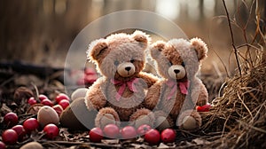 Two charming teddy bears sharing a sweet moment symbolizing love companionship and friendship on Valentines Day