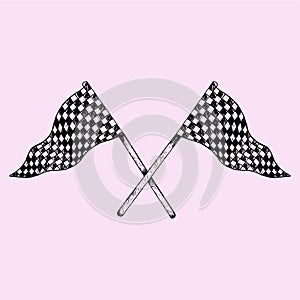 Two Checker Flags Crossed photo