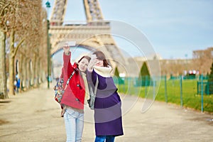 Two cheerful girls in Paris