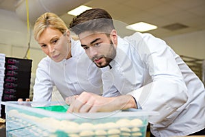 Two chefs in kitchen smiling