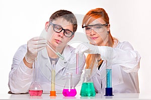 Two chemists at labolatory