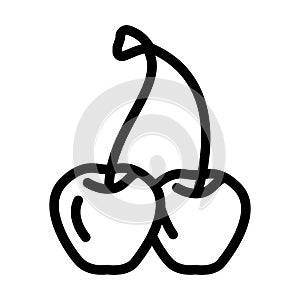 two cherries branch line icon vector illustration