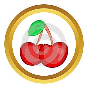 Two cherries vector icon