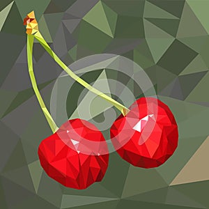 Two cherries vector polygonal