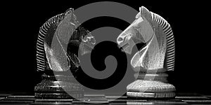 Two Chess Pieces in Black and White. Generative AI