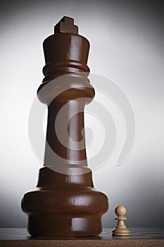 Two chess pieces large king and small pawn