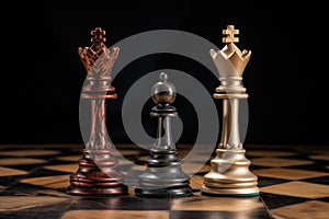 two chess pieces in a mutually protected position