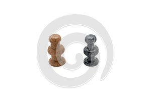 Two chess pieces white and black upright