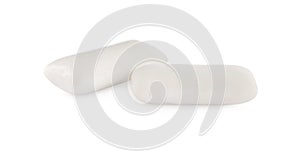 Two chewing gum pieces on white background