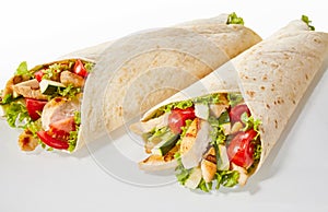 Two chicken and salad wraps