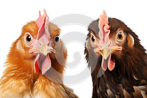 Two chickens, AI generated