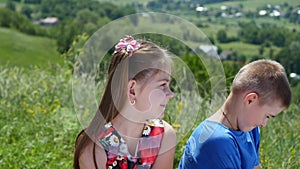 Two child funning in park, outdoors