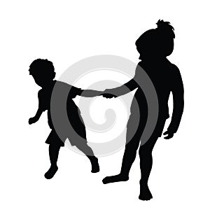 Two childred body black color silhouette vector