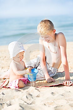 Two children on the beach