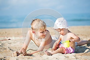 Two children on the beach