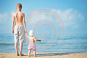 Two children on the beach