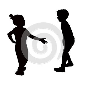 Two children body silhouette vector