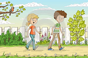 Two Children In The Garden