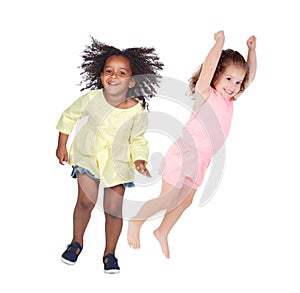 Two children jumping