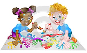 Two Children Painting