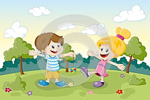 Two children playing