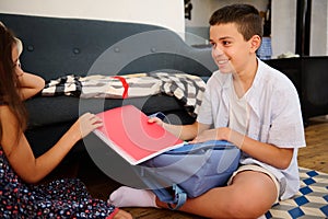 Children Studying Together at Home