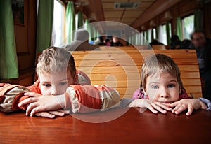 Two children in train