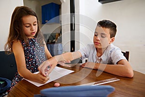 Children Collaborating on Homework Project