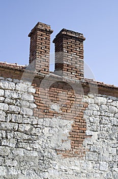 Two chimneys on old house, Bulgaria