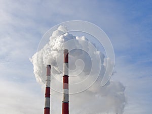 Two chimneys pollution air