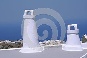 Two chimneys in Santorini