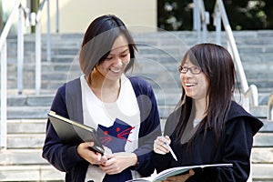 Two Chinese university students on campus