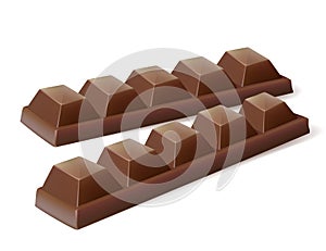 Two chocolate bars on white background
