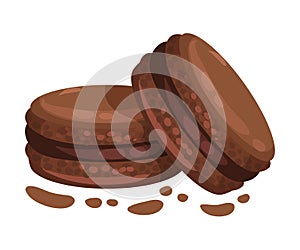 Two chocolate chip cookies. Vector illustration on a white background.