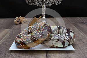 Two Chocolate donuts, for Hanukkah