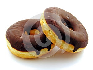 Two chocolate doughnuts photo