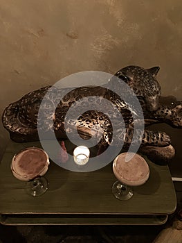 Two chocolate martinis on display on a Saturday night in Charleston SC.