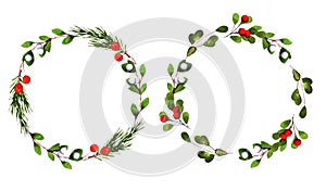 Two Christmas watercolor wreaths photo