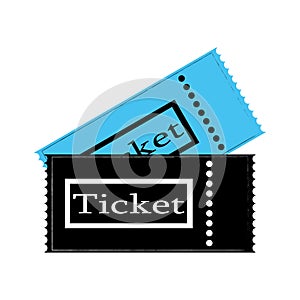 Two cinema movie ticket on white background. Cinema ticket movie  blue and black color vector eps10