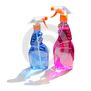 Two Cleaning Spray Bottles on White