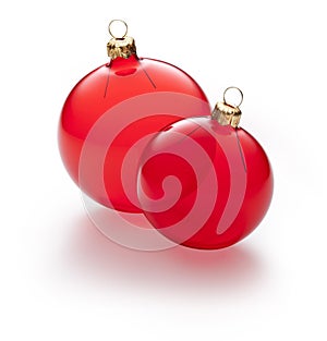 Two Clear Red Christmas Ornaments