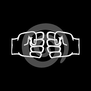 Two clenched fists bumping. Conflict, protest, brotherhood or clash concept vector illustration