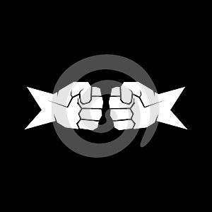 Two clenched fists bumping. Conflict, protest, brotherhood or clash concept vector illustration