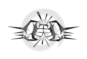 Two clenched fists bumping vector illustration