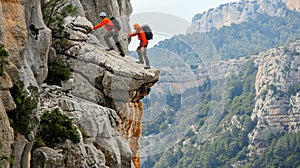 Two Climbers on a Cliff Edge