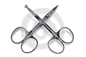 Two close up scissors nose hair isolated on white background,Nose hair clippers