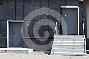 Two doors of service entrances in modern building