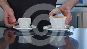 Two coffee cup prepared on the desk