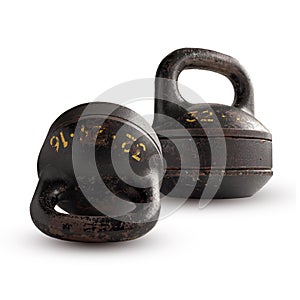 Two collapsible kettlebell 32 kg, isolate.